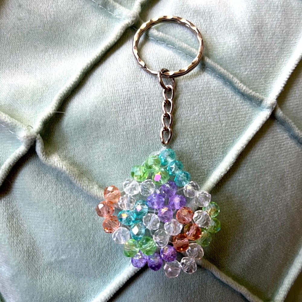 Handmade crystal glass beaded keychain